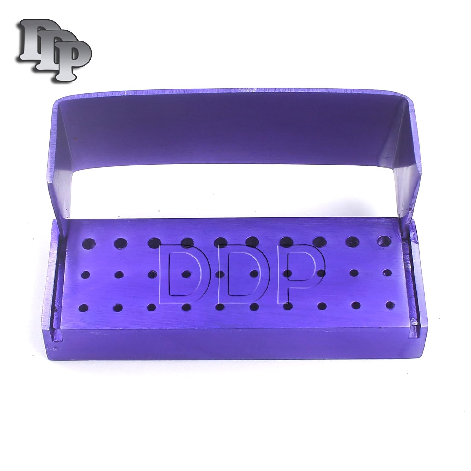 DDP 30 Holes Dental Disinfection BURS Holder Opening Box Dental LAB Aluminum BUR CASE Purple Color DN-2082