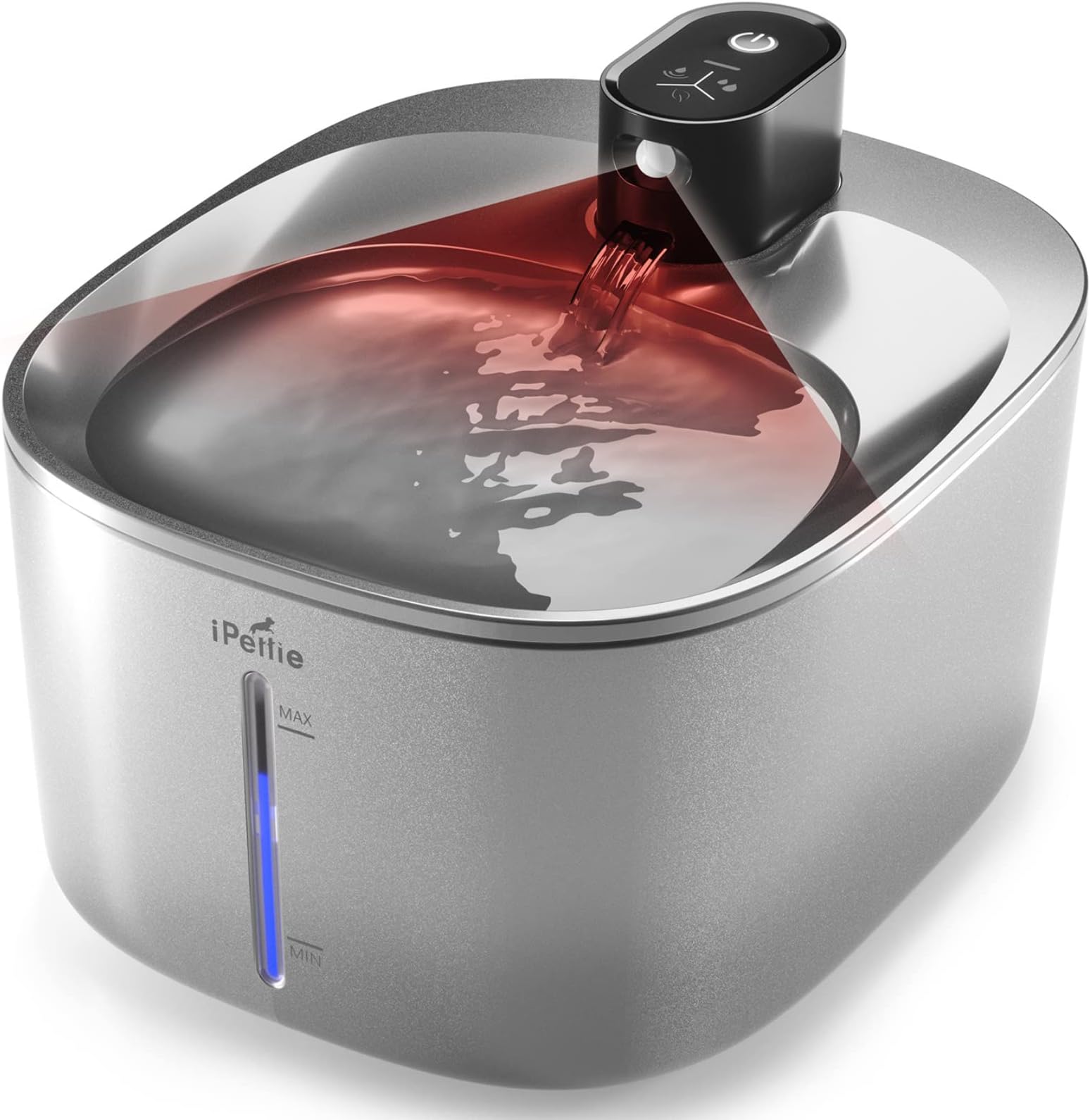iPettie Runway Wireless Cat Water Fountain Stainless Steel, 1.1 Gal/135oz, Cordless Cat Water Fountain Battery Operated with Motion Sensor, Ultra Quiet Pump, Hygienic 5-Stage Filtration for Dogs