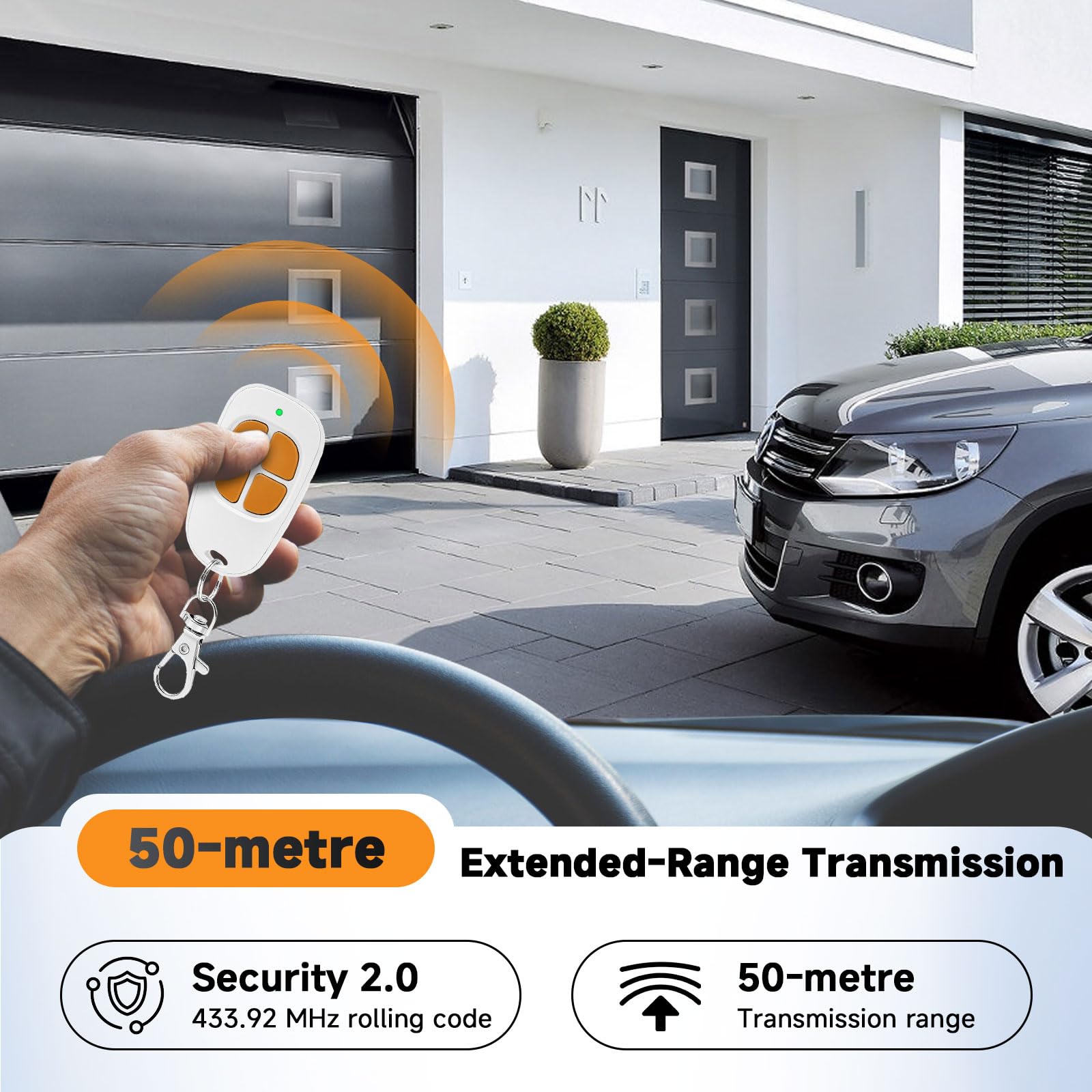 Lot de 1 AAM0094 Télécommande SCS Sentinel, 433.92MHz Télécommande Portail Garage, Compatible SCS Motorisation Portail et Porte de Garage, 4 Canaux (Orange) (1PCS)
