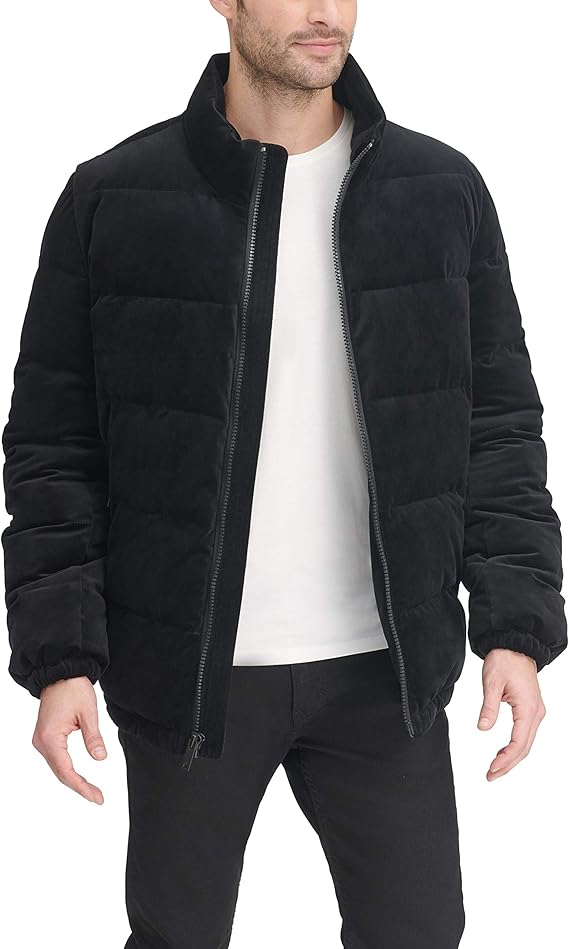black velour puffer jacket