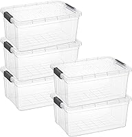 Vista 47 de Superio Cajas de almacenamiento transparentes con tapas, contenedores de plástico de 1.27 cuartos de galón para organizar, cajas apilables, sin BPA