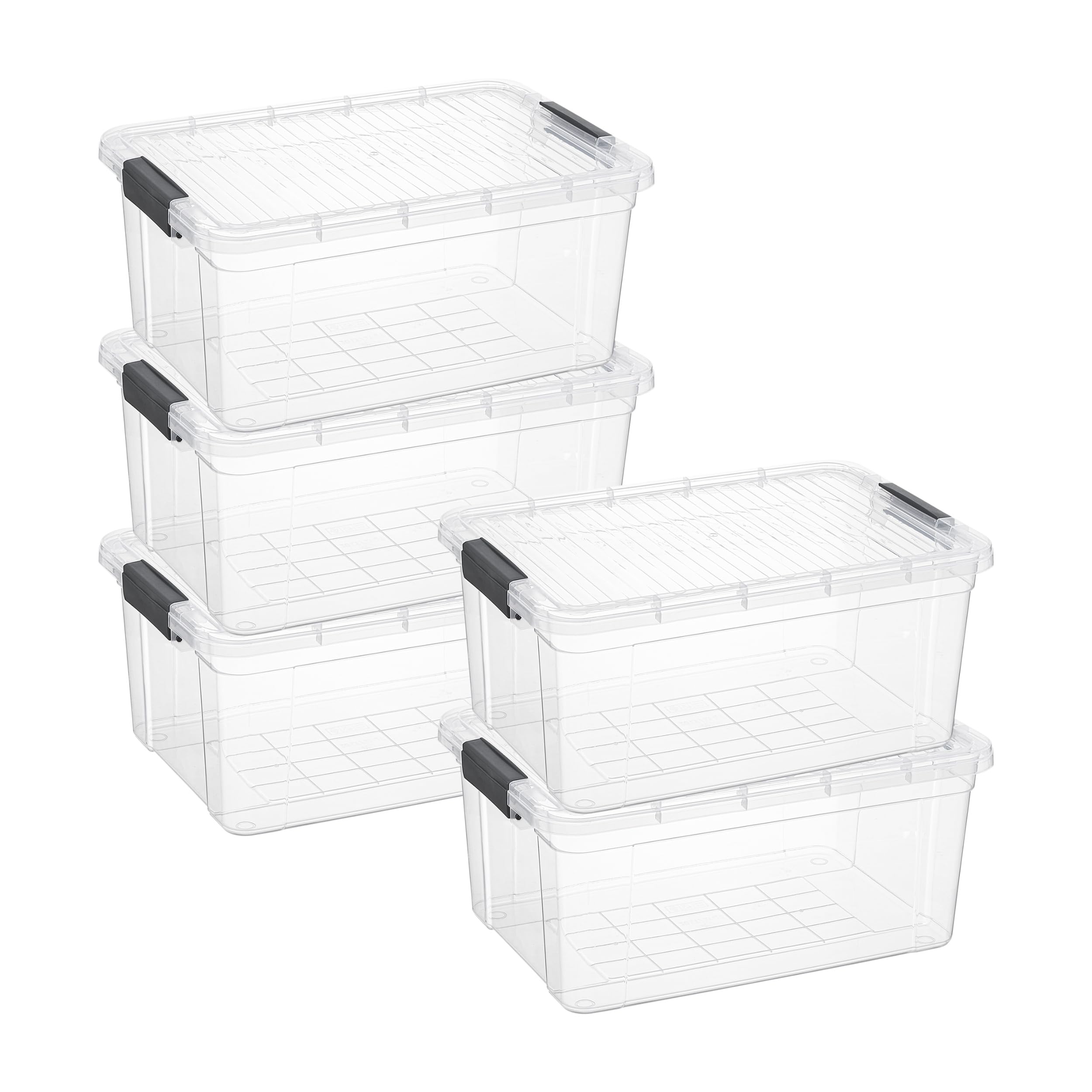 Superio 21 Quart Clear Plastic Storage Boxes with Lids, Stackable Organizer Containers, BPA-Free Storage Bins for Home, Office, School &amp; Dorm, 5 Pack
