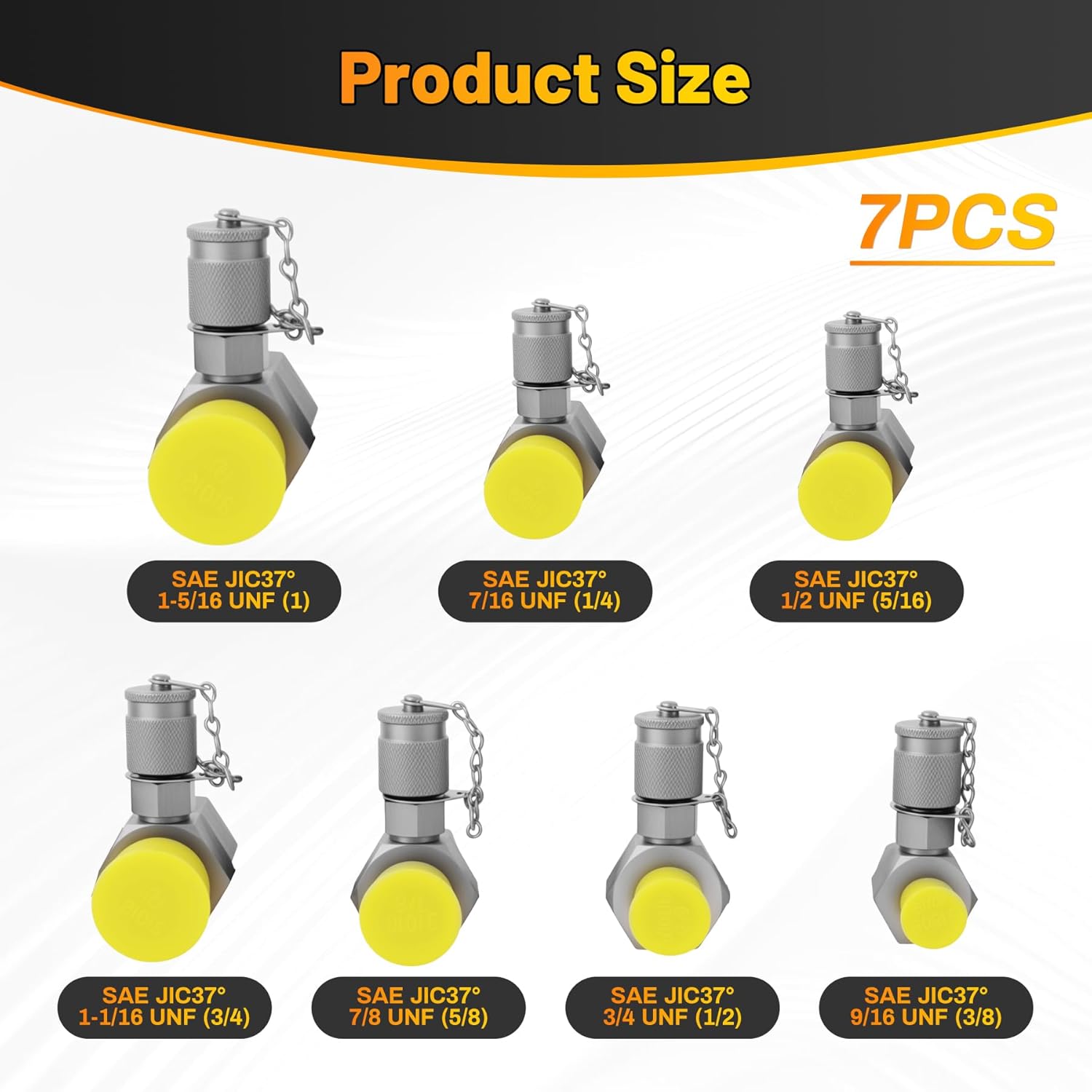 7Pcs Hydraulic Swivel Run Tees Connector Tester Coupling Set Replace for JIC37, Fit For Excavator Construction Machinery Hydraulic System