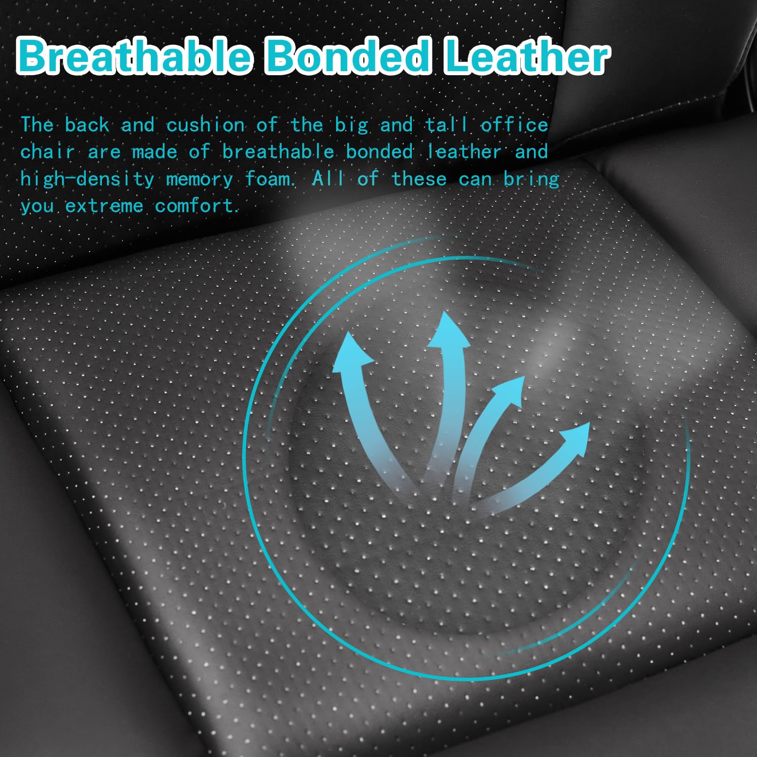 500lbs Big and Tall Office Chair, Heavy Duty Office Chair for Heavy People, High Back Executive Desk Chair with Adjustable Lumbar Support, Quiet Rubber Wheel