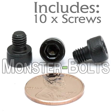 MonsterBolts - M5 x 6mm Socket Head Screws, DIN 912, Alloy Steel, Black Oxide, 10 Pack
