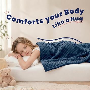 Huloo Sleep Weighted Lap Pad 2lbs,Soft Weighted Blanket for Adults Kids Portable Travel,Heavy Blanket with Premium Glass Beads(Navy Blue)