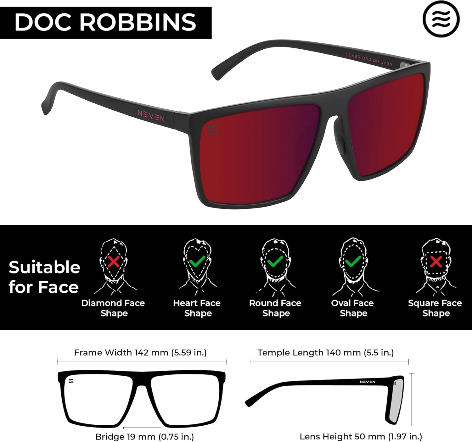 NEVEN Men's Polarized Sunglasses - Chic Rectangular Glasses - UV Protection Glasses for Coastal Activities. - Image 3