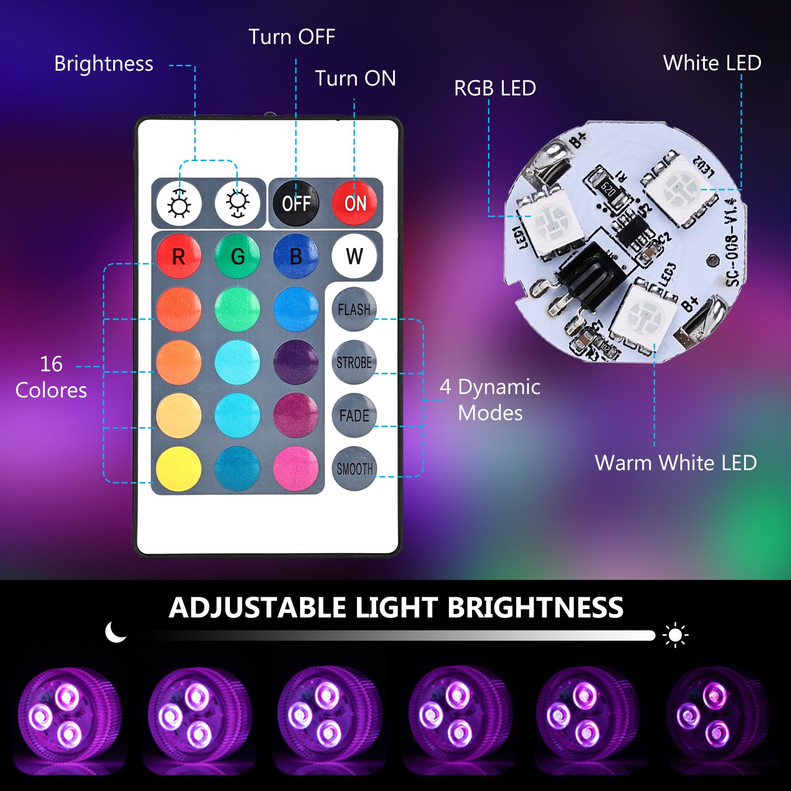 Lumière LED Submersible Étanche Lampes de Piscine Sous Marines avec 7 modes d'éclairage Multi