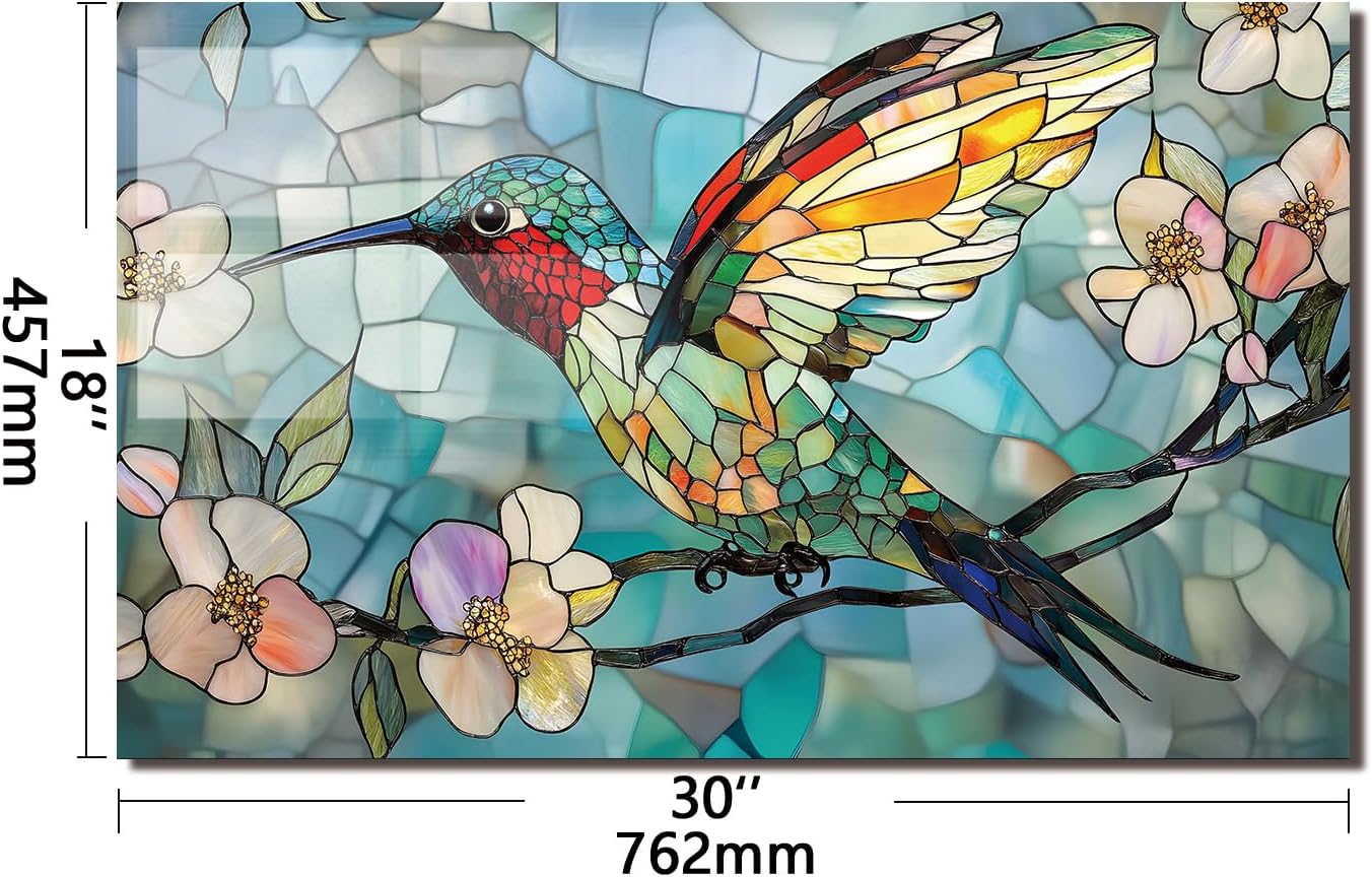 Evgosm Tempered Glass Backsplash for Kitchen, Hummingbird Stove Splashback, Glass Backsplash, Used for Kitchen Wall Protection and Decoration, Easy to Install and Clean. (30x18'')