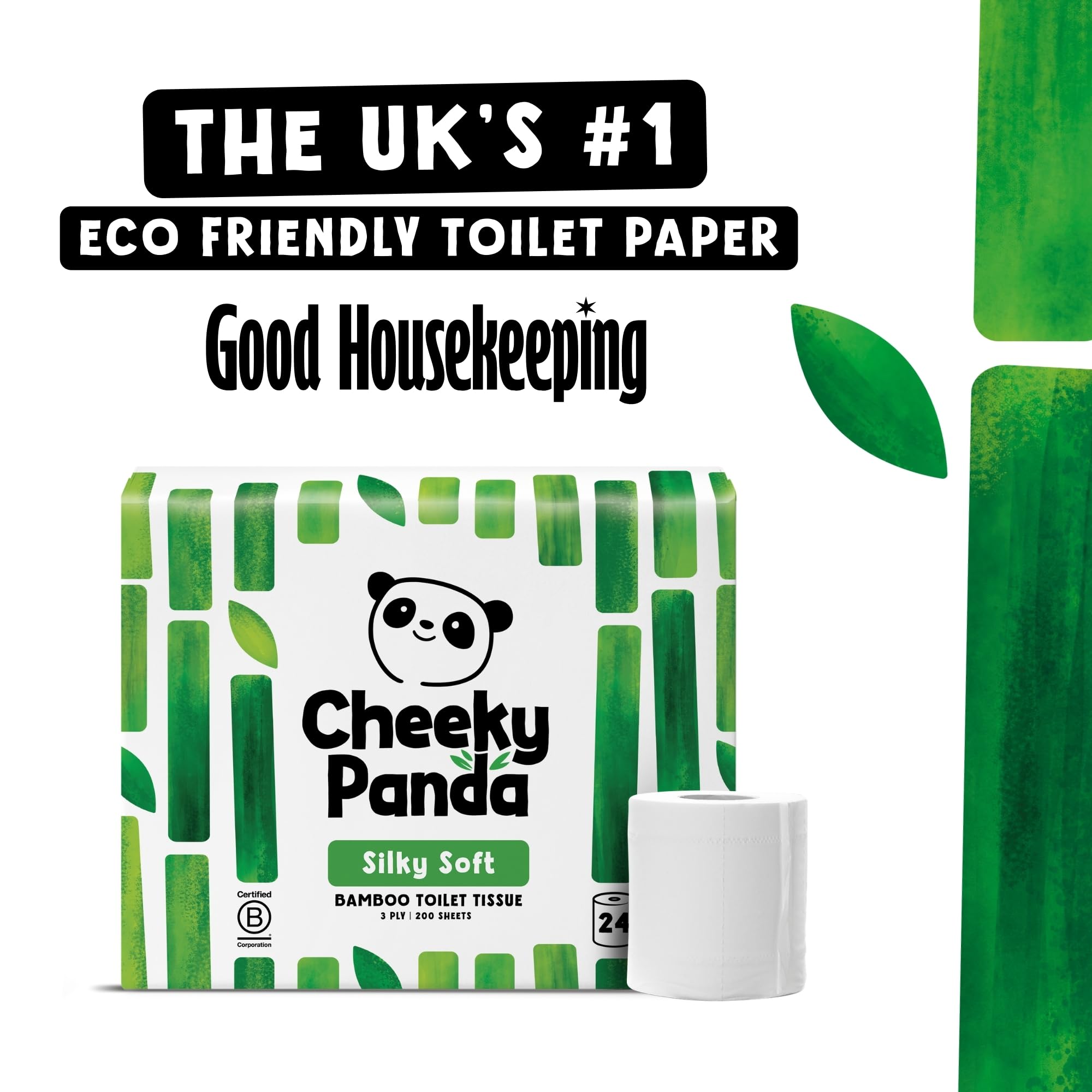 The Cheeky Panda Bamboo Toilet Rolls Bulk Buy – 24 Rolls of 3 Ply Toilet Paper | Plastic Free Packaging and Sustainable Tissue Paper | White — view 6