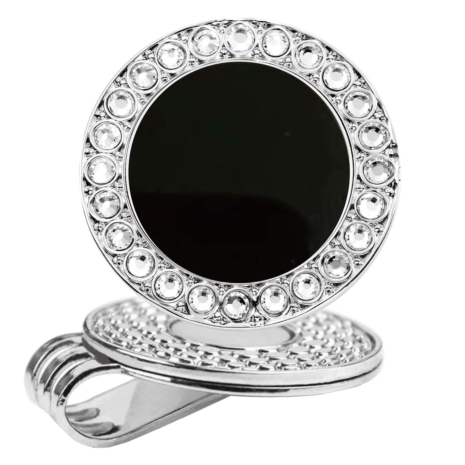 E TRUEE Golf Ball Marker Hat Clip with Natural Black Onyx and Premium Crystal Golf Marker, Best Golf Gifts and Golf Accessories for Women