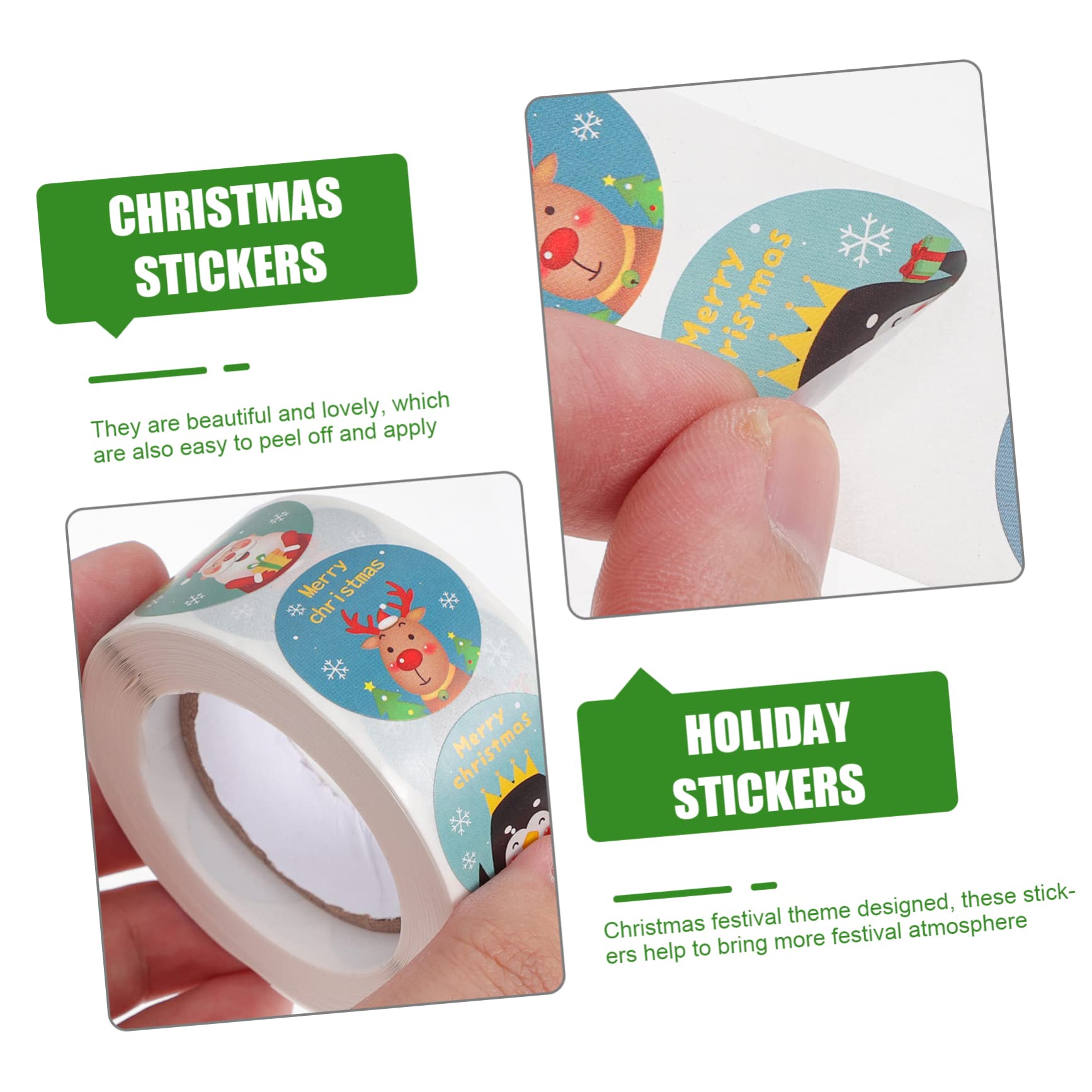 SHINEOFI 8rotoli Etichette Adesive Natalizie Stickers Per Decorazioni Adesivi Festivi Per Buste Renne e Facili Applicare