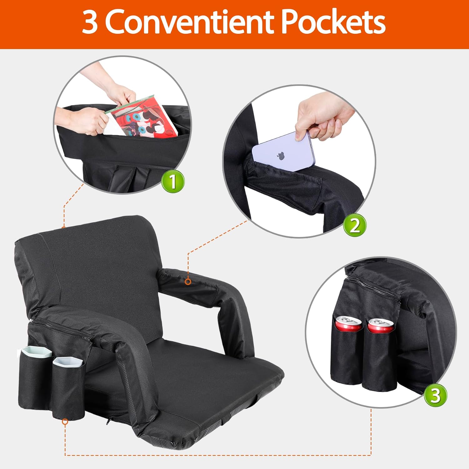 Sportneer Extra Wide Stadium Seats With Back Support, 2 - Foto 5