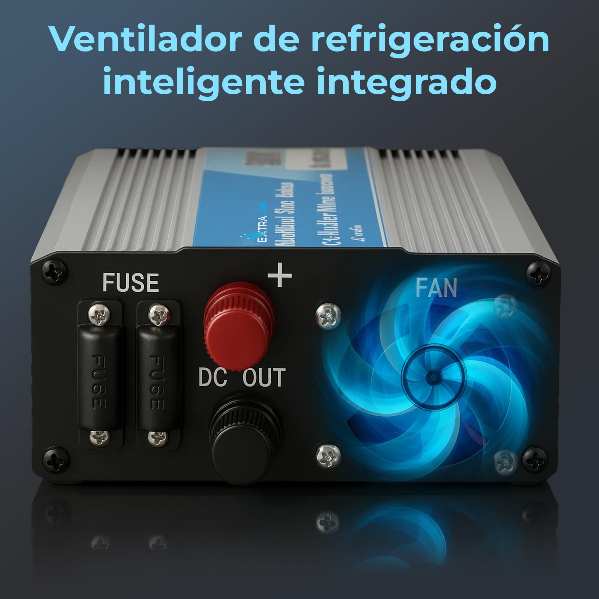 EXTRALINK Inversor 12V 220V Onda Pura 300W 600W Pico – Convertidor 12V 200V con USB, Enchufe de mechero, Ventilador y Protección Cuádruple – para Coche, Barco, Camping, Equipos Sensibles, Solar