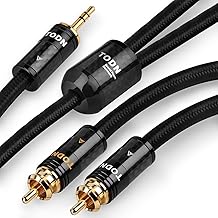 TOD AUX to RCA Cable for Audiophile with Silver+OCC and Dual Shieled 3.5 mm Audio Cable to RCA Stereo for HiFi Sound (9.8ft/3m)