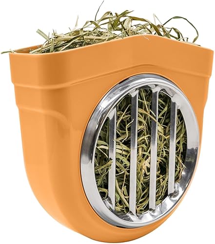 Miniatura 8 de Comedero de heno para animales pequeños, cuerpo ABS a prueba de masticación, rejilla de acero inoxidable 304 Timothy Alfalfa para conejito de Azul