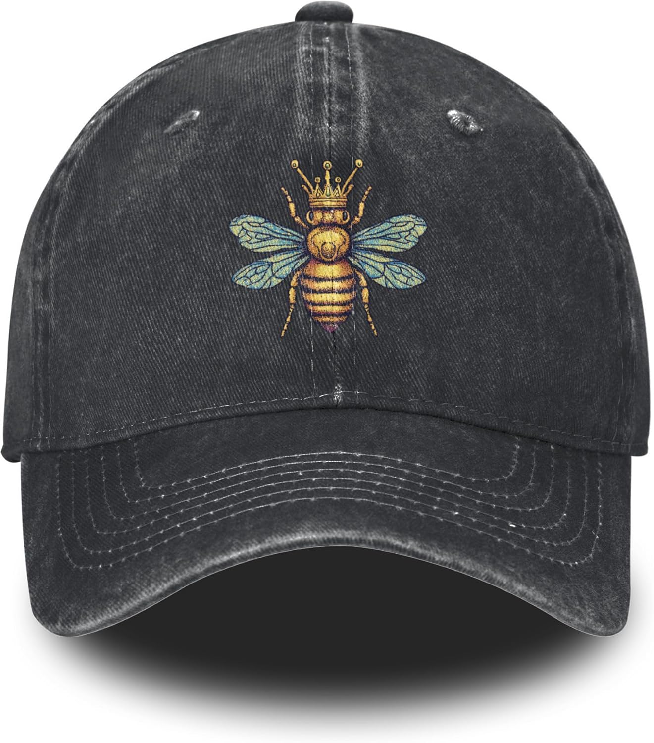 Printed Baseball Cap Adjustable Vintage Washed Distressed Denim Trucker Hat for Wom...