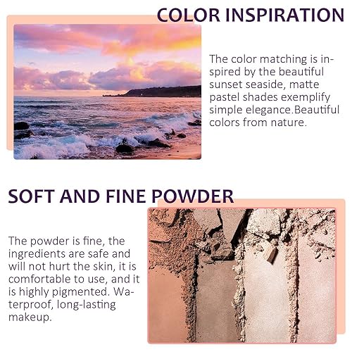 Miniatura 4 de AMY'S DIARY Paleta de sombra de ojos mate diaria, 16 colores, sombra de ojos mate de larga duración colorida para mujeres y niñas (J1)