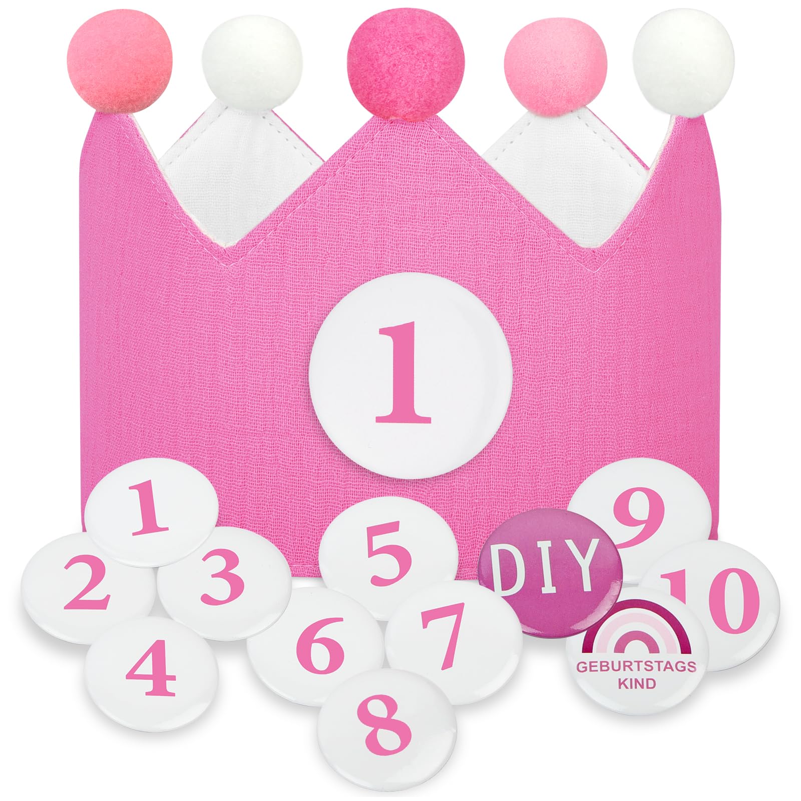 URAQT Birthday Crown for Kids, Reusable Party Hat Crown with Interchangeable Number from 1 to 10, Felt Happy Birthday Hat, Tiara Headbands Gifts for Boys Girls, Rose Red — image 1