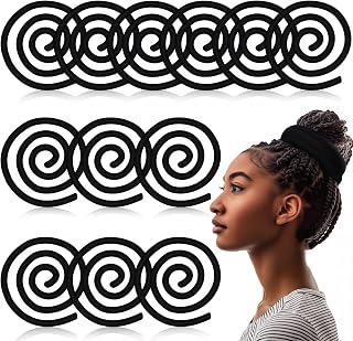 Kacctyen 12 Pieces Spiral Lock Hair Tie Dreadlock Accessory Long Bendable Hair Tie Iron Wire Ponytail Holder Bendable Dread Tie for Women Men(Black)