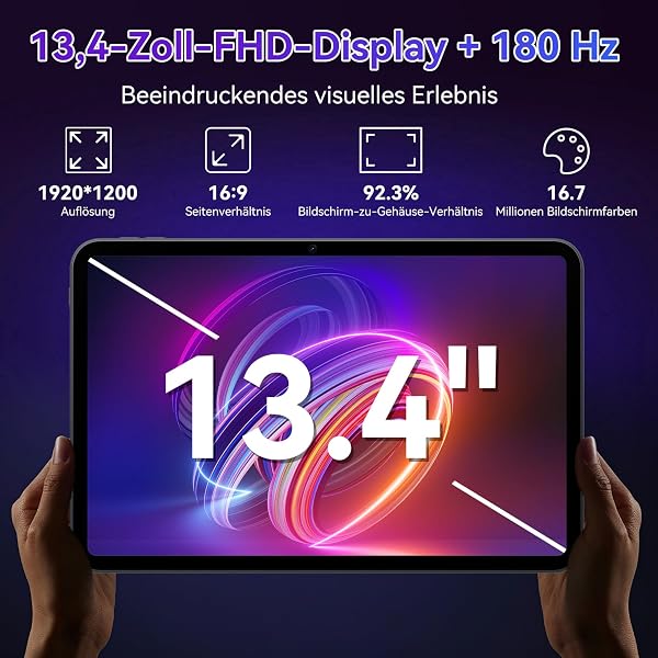 TABWEE T60 Pro Tablet 13,4 Zoll Android 15 Tablet, 120Hz Display, 24GB RAM + 256GB ROM (2TB TF), 10,000mAh Akku, Gaming Tablet, Widevine L1, 5G WiFi, 18W Schnellladung, inkl. Tastatur und Stift. - 3