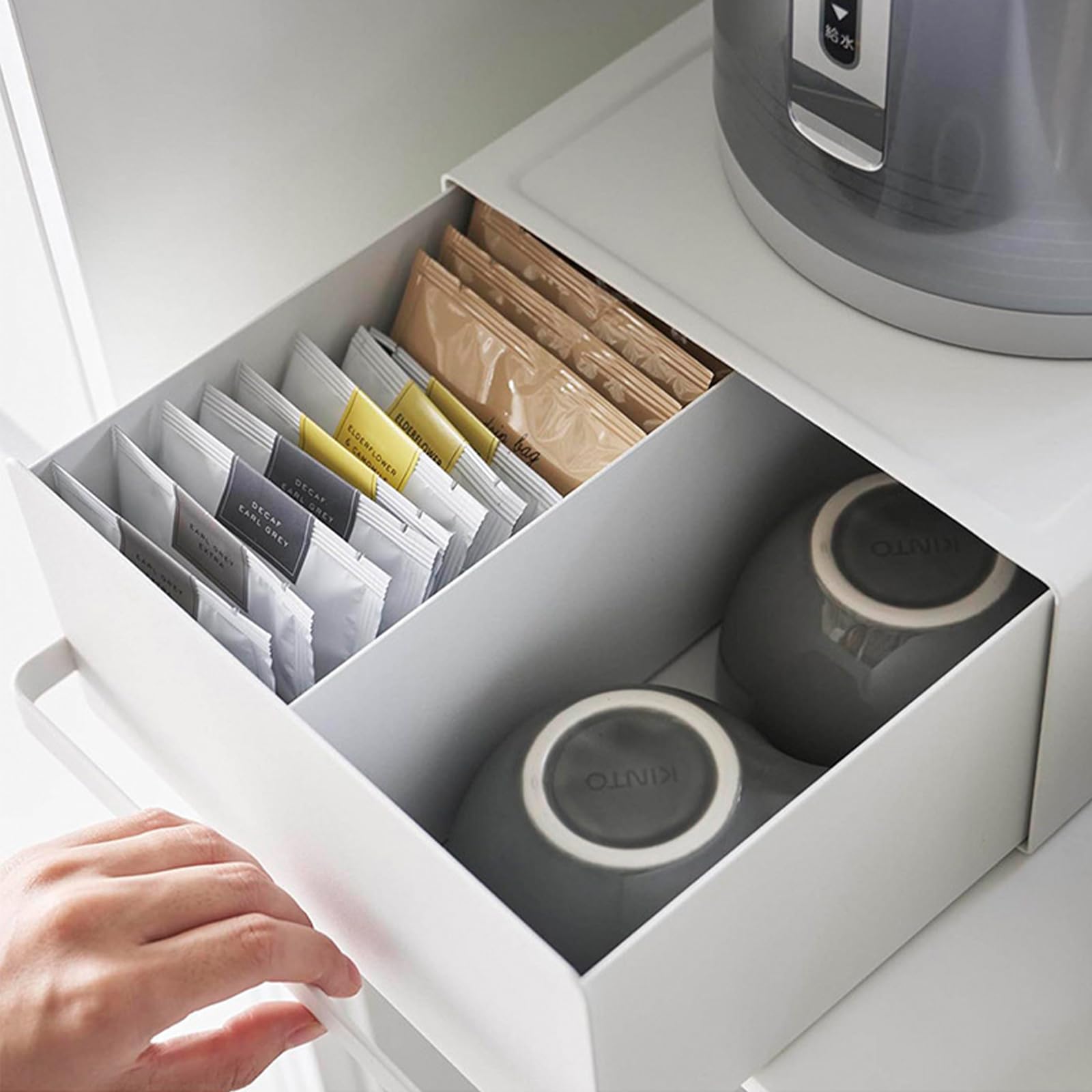 Soporte para Cápsulas de Café con Cajón de Acero al Carbono | Organizador de Café para Encimera con Diseño Resistente, Ideal para Cafetera y Accesorios de Cocina