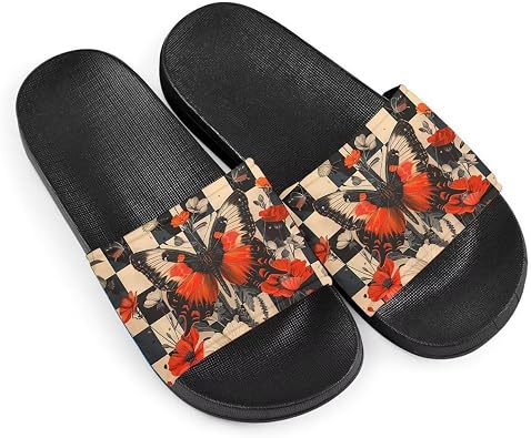 Howilath Novelty Animals Pattern Womens Slide Sandals, Casual Soft Sole Open Toe Non-Slip Single Band Slide Sandals