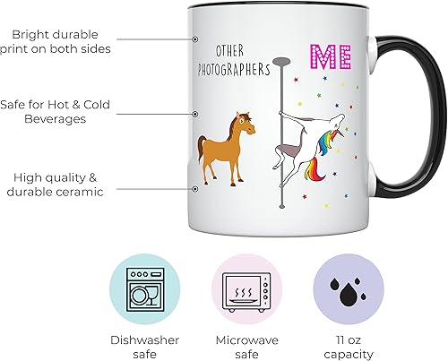 Miniatura 2 de YouNique Designs Taza para fotógrafos, 11 onzas, color blanco, taza de unicornio, regalos de fotografía para fotógrafos, regalos para amantes de la