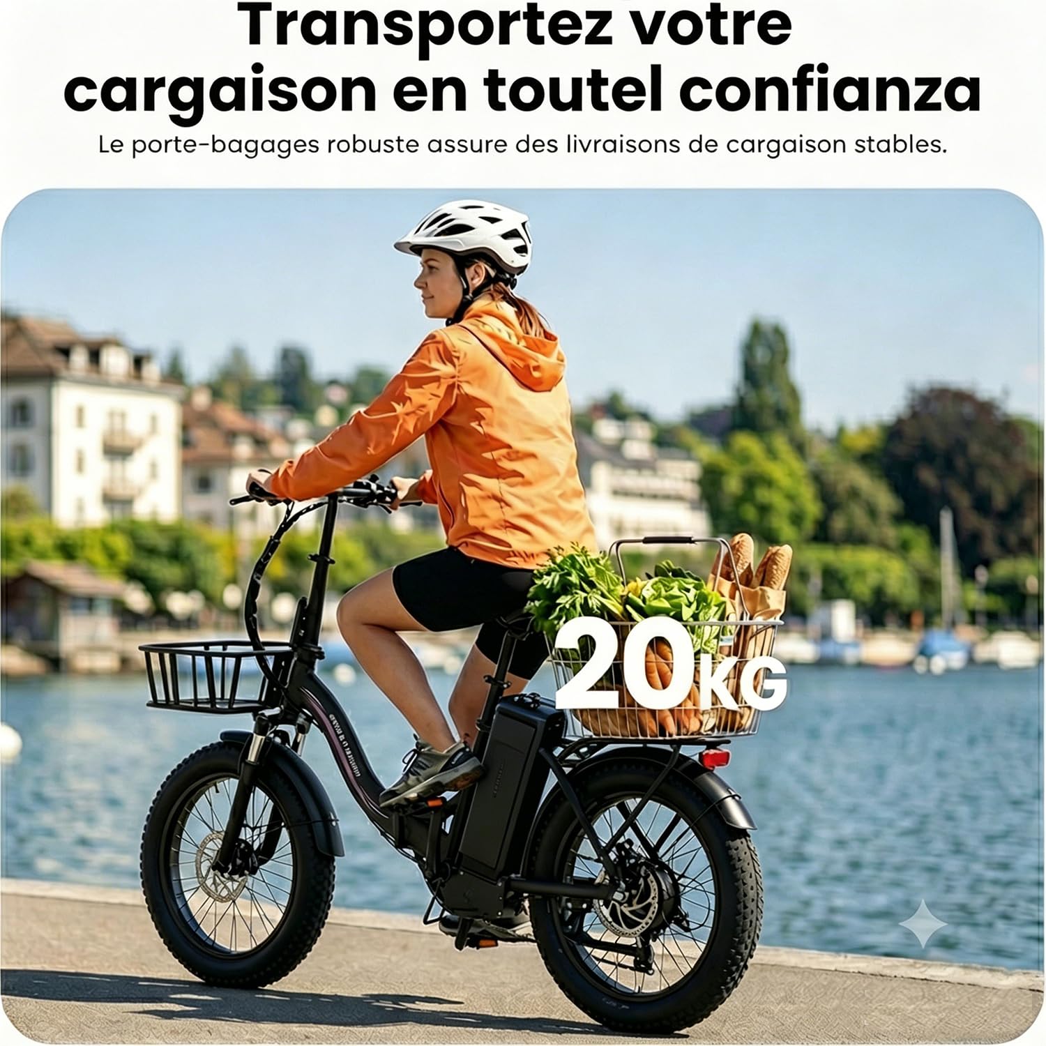 Vélo Électrique 20", 250W, 36V13Ah,100km, 25km/h, Pliable, Fatbike | Batterie 36V 13Ah, Autonomie jusqu'à 120km, Moteur 250W 25km/h, Pneus 20"x3.0" Tout Terrain