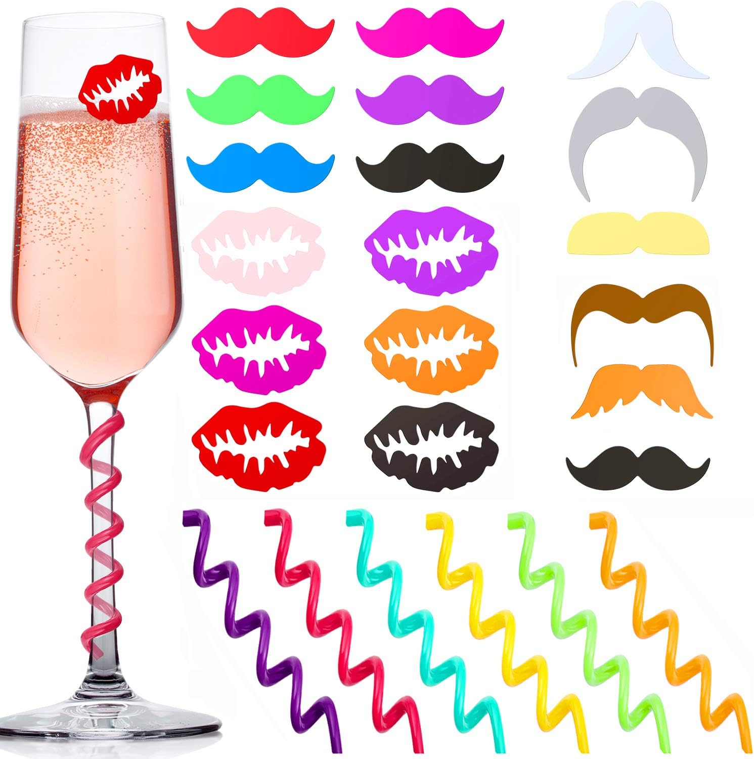 24 Pieces Silicone Drink Markers Wine Glass Markers Wine Charms Wine Glass identifier for Bar