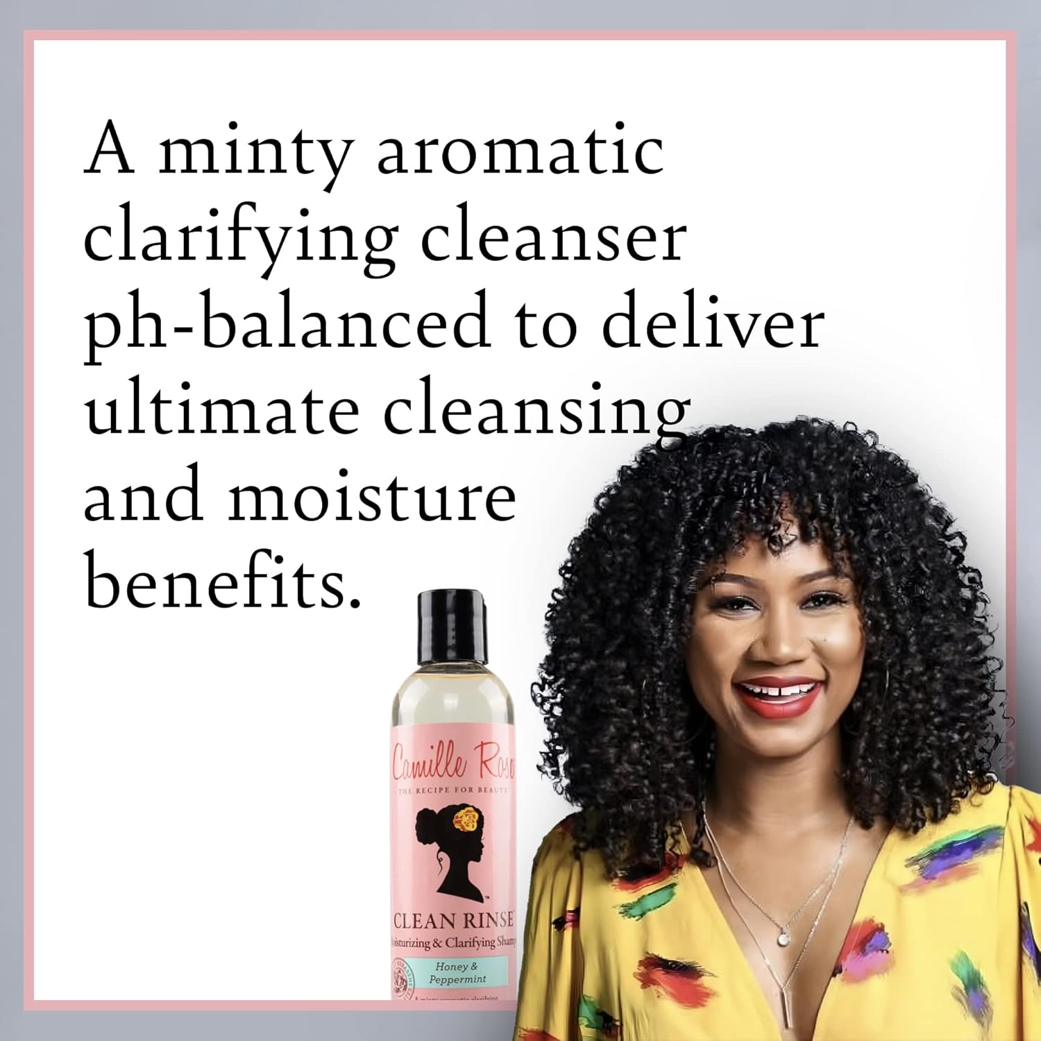 Camille Rose Clean Rinse Shampoo, with Honey and Peppermint to Moisturize and Clarify, for all Hair Types, 8 oz