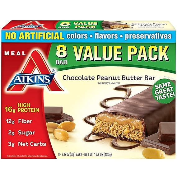 Atkins Chocolate Peanut Butter Protein Meal Bar, High Fiber