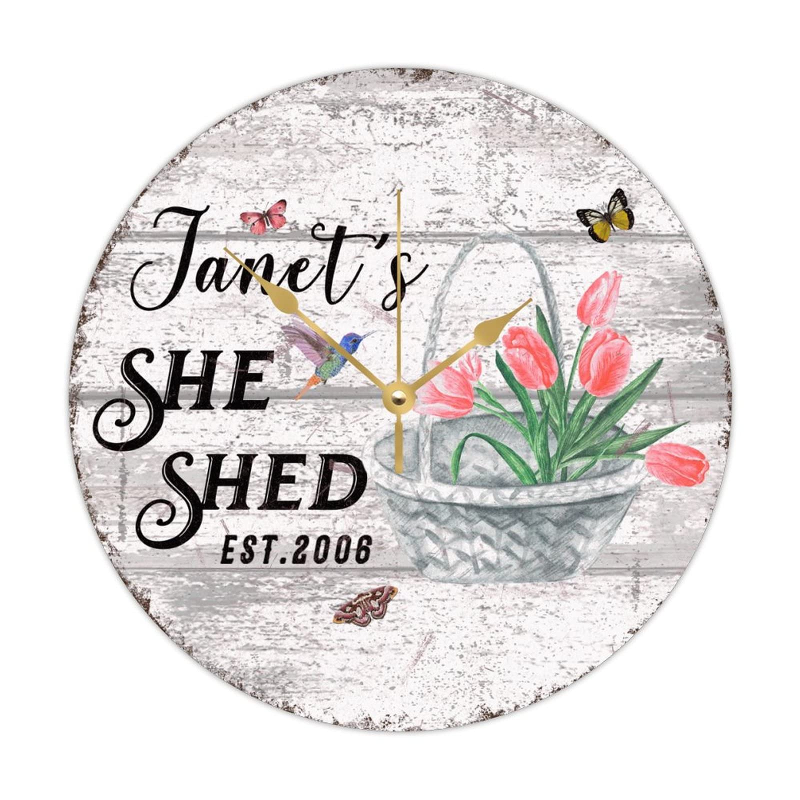 Horloge murale She Shed personnalisée pour chambre cosy