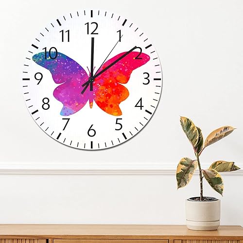 Miniatura 54 de ArogGeld Reloj de pared de PVC con mariposa multicolor, relojes con números para amantes de la mariposa, silencioso, sin tictac, funciona