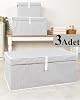 Market Gate Multi-Purpose Organizer Crate Type Box with Lid Hurch Organizer Set of 3 Grey, Mega Plus 70 x 40 x 30