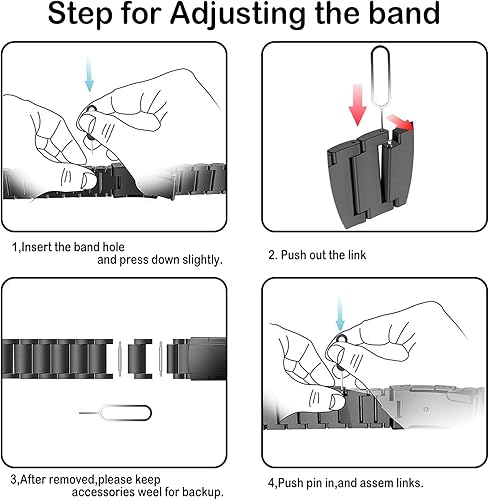 Miniatura 10 de MaKTech Titanium Band for Samsung Galaxy Watch 654,No Gap Metal Bracelet Strap with Tortoise Buckle,for Galaxy Watch 6-43474044mm,Galaxy Watch