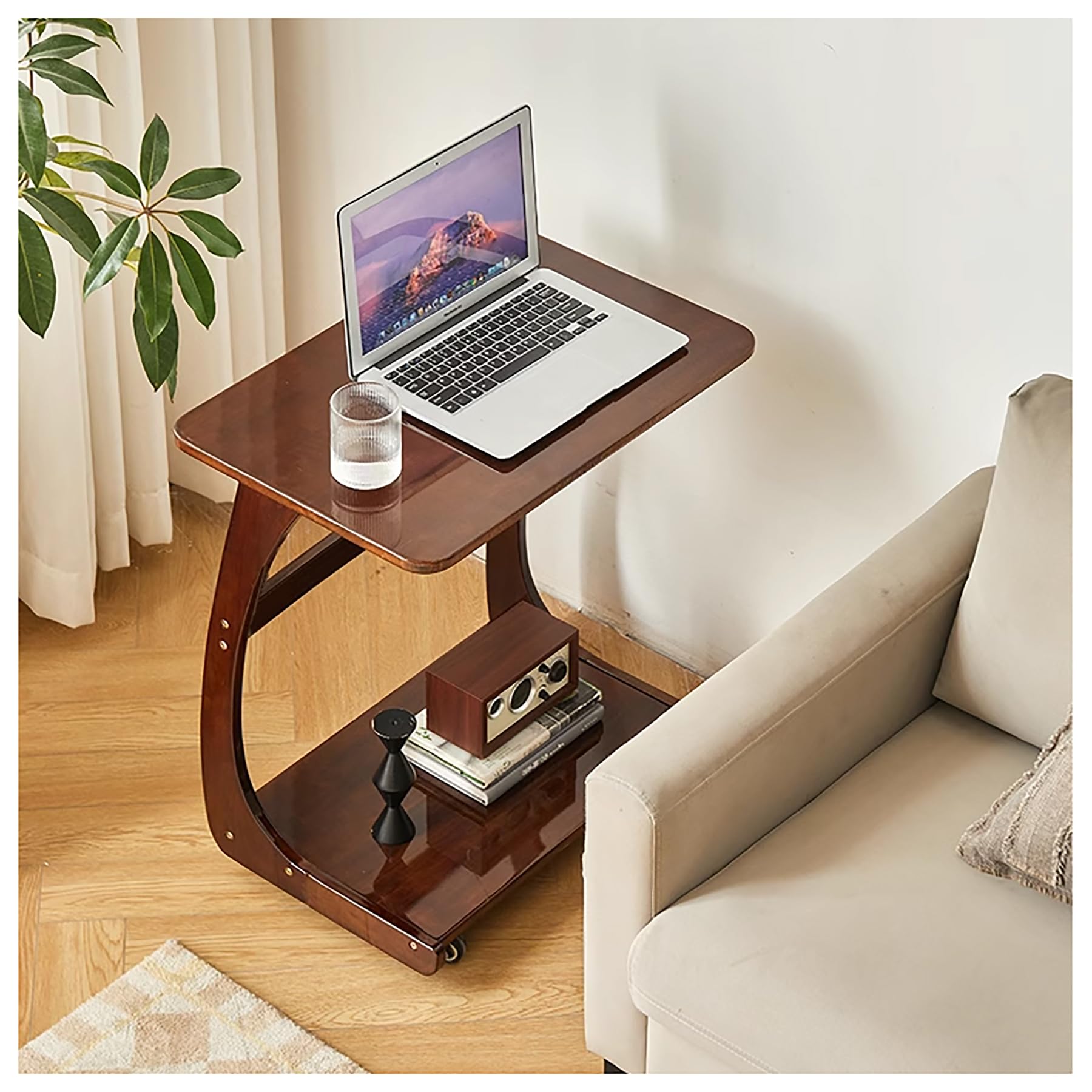 ZLGONRL Trolley Side Table C Table End Table with Wheels Over The Couch Table Wooden Side Tables Living Room Couch Tables That Slide Under