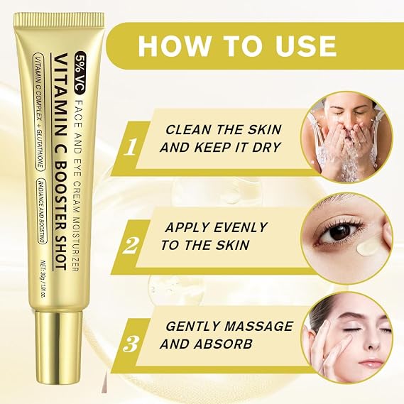 2PCS Vitamin C Booster Shot Serum,Balance Vitamin C Serum for Face & Eye,Anti-Aging Vit C Serum for Dark Spots, ine Lines & Wrinkles,Eye Cream for Dark Circles,Skincare Vitamin Shots,Anti-Aging