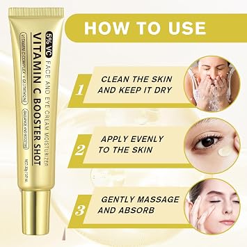 2PCS Vitamin C Booster Shot Serum,Balance Vitamin C Serum for Face & Eye,Anti-Aging Vit C Serum for Dark Spots, ine Lines & Wrinkles,Eye Cream for Dark Circles,Skincare Vitamin Shots,Anti-Aging