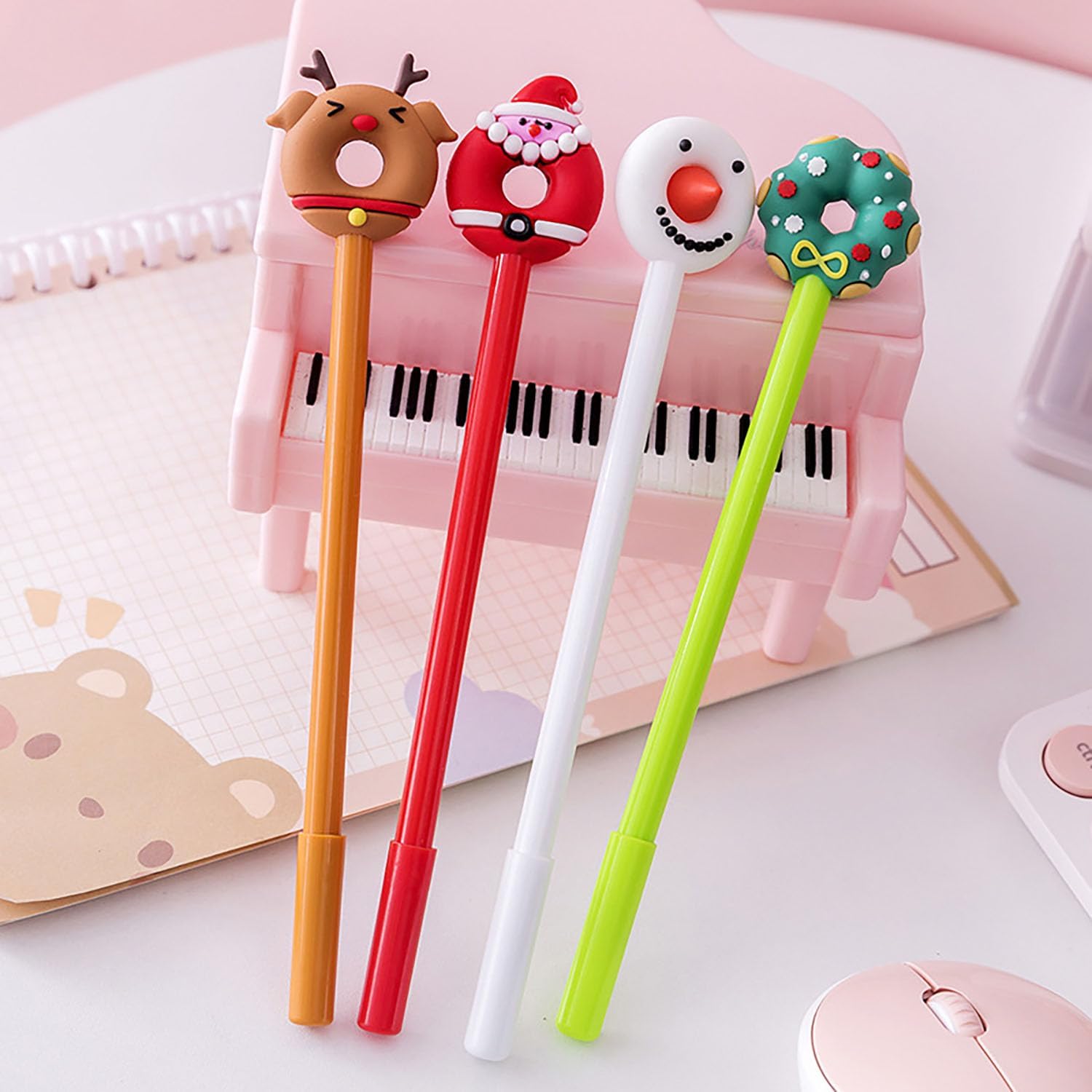 YYaaloa 24pcs Christmas Gel Ink Writing Pens 0.5 mm Black Ink Fun Kawaii Pens Santa Claus, Christmas tree,Snowman Bulk for Office Supplies(Christmas 24pcs) image 2