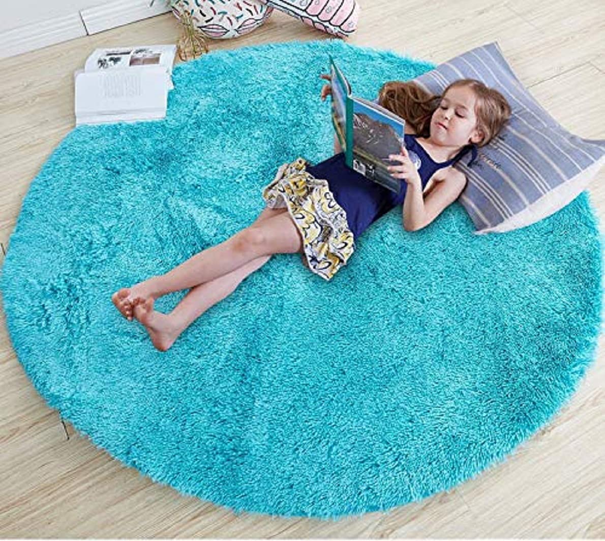 AROMICK® Round Shaggy Carpet Plain Fur Rugs for Kids and Girls Room, Living Room Bedroom Carpet, Cute Luxury Non- Slip (4 x 4, Turquoise) (B0CJMQMZK4) Amazon Price History, Amazon Price Tracker