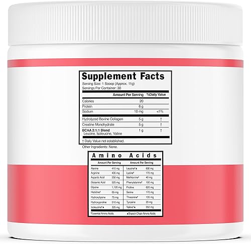 Miniatura 2 de Creatina para mujer  Monohidrato de creatina en polvo + 5000 mg de colágeno + 1000 mg BCAA 211 en polvo (30 porciones) soporta glúteos, músculos