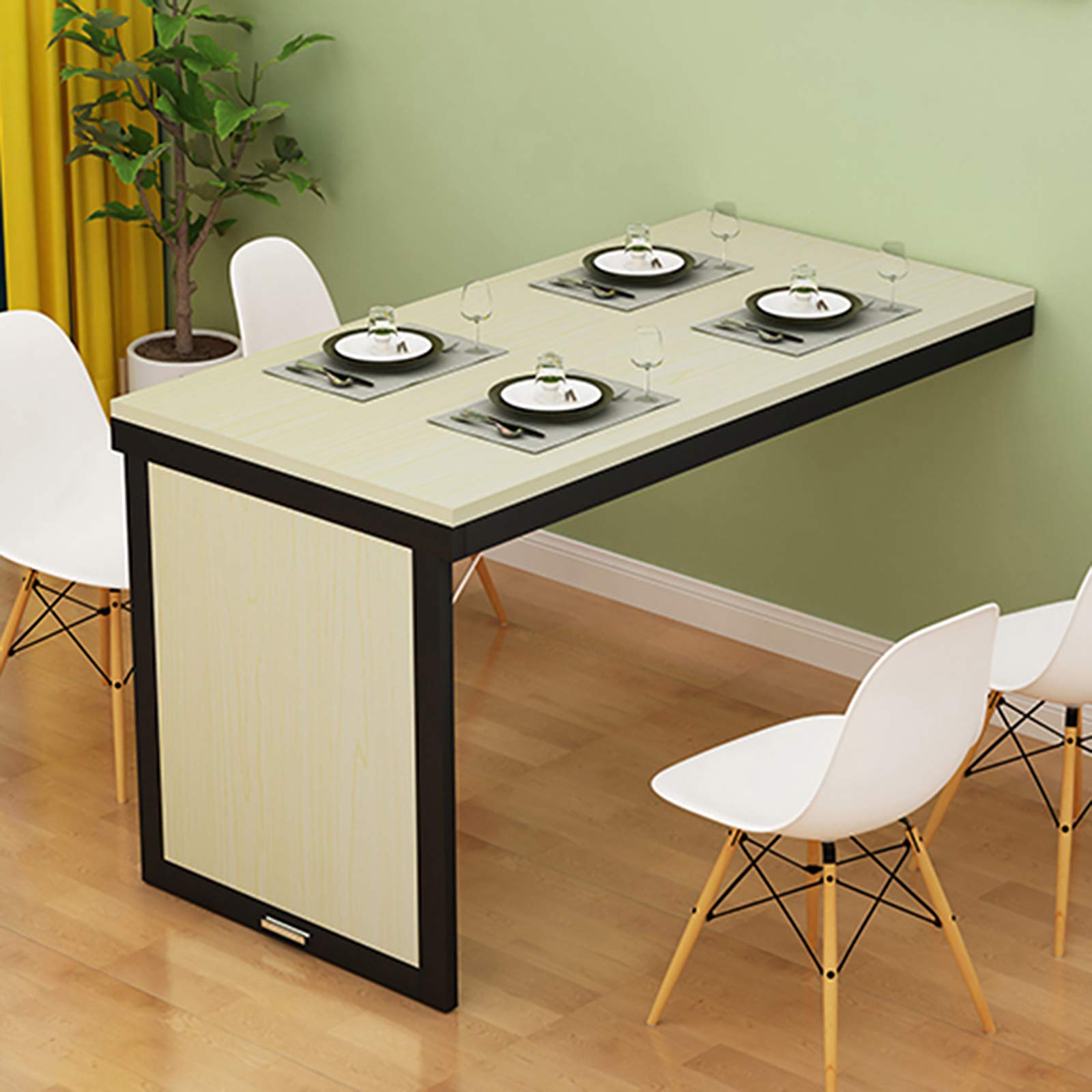 Table murale rabattable bois : bureau suspendu polyvalent pour cuisine, chambre et bureau