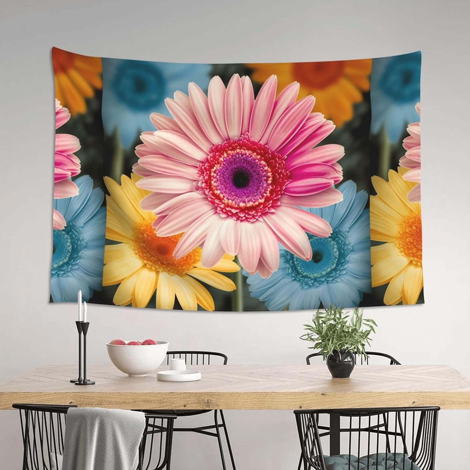 WEIHAKO Tapestry Wide Wall Hanging Tapestry Lightweight Wall Blanket Colorful Daisy Flower Tapestry Vintage Mural Wall Art Home Decor Aesthetic Tapestries for Bedroom Dorm Living Room 60x40 Inch image 5
