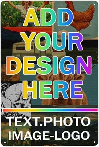 Letrero de metal vintage personalizado, foto de texto personalizable, divertido letrero decorativo, impresiones fotográficas personalizadas para