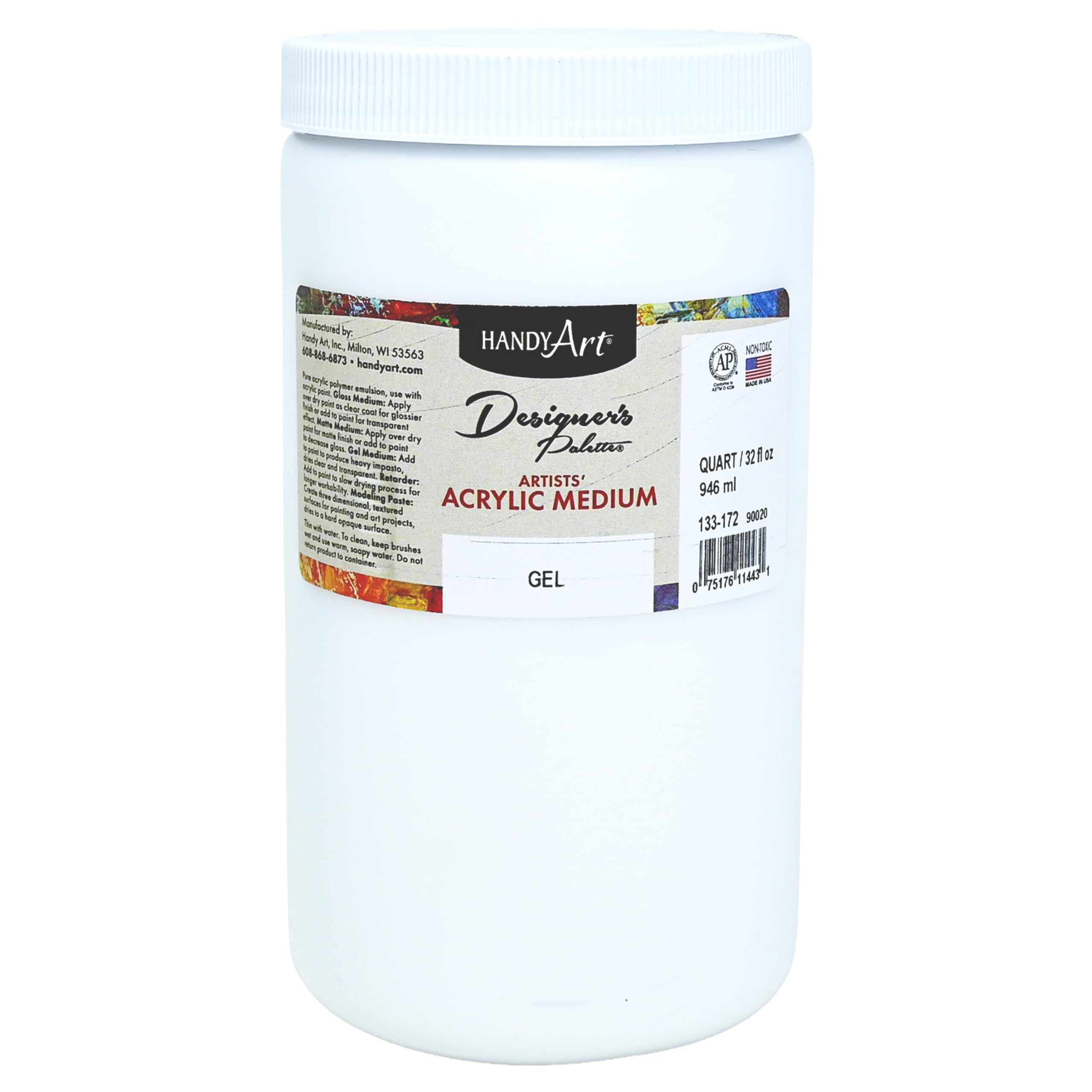 Handy Art Designer's Palette Artist Acrylic 32 ounce, Gel Medium