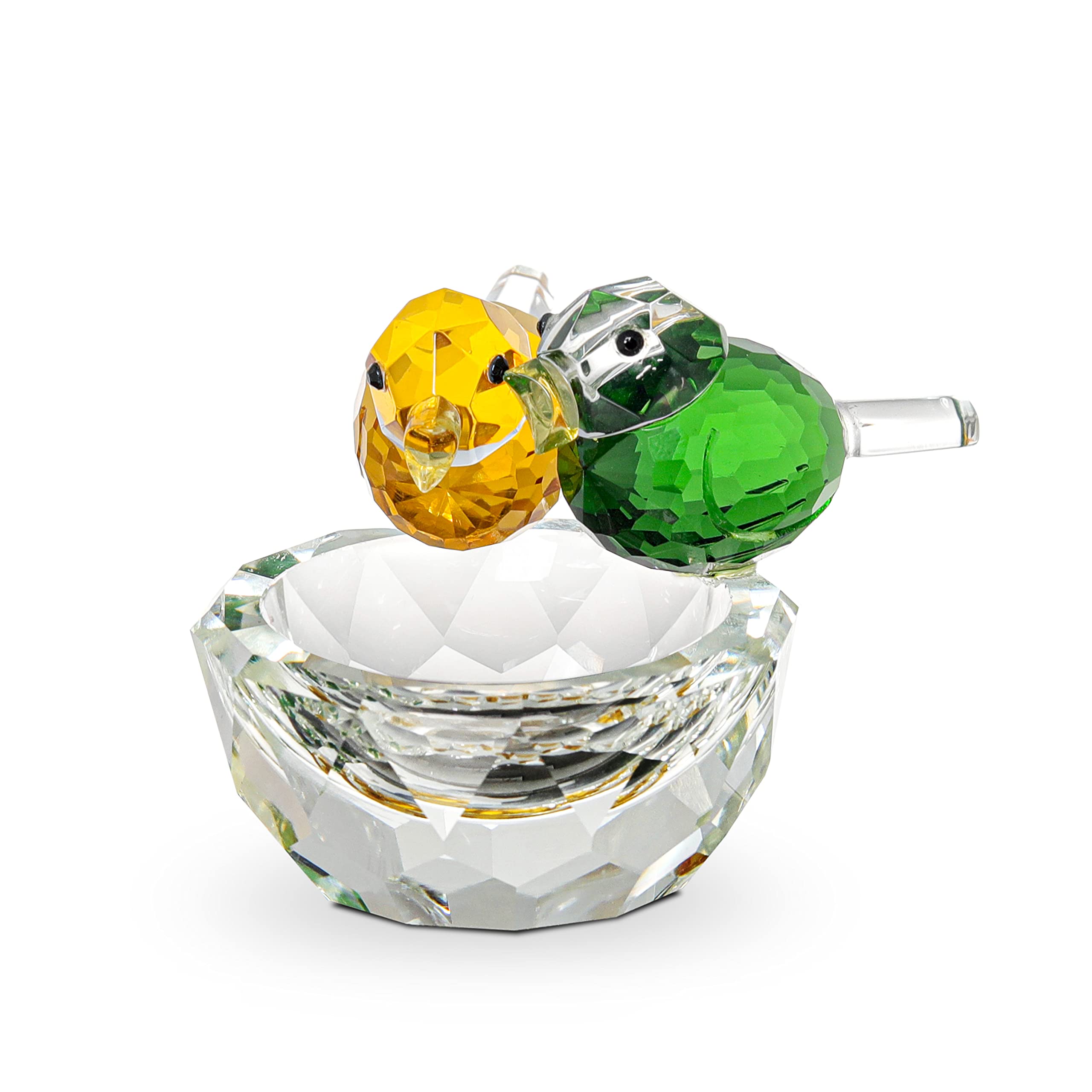 LONGSHENG - SINCE 2001 -Crystal Bird Figurines Paperweight Glass Craft Miniature Figurine Yellow Green Brids Kids Present Home Wedding Decor