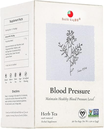 Health King Blood Pressure Herb Tea, Teabags, 20 Count Box