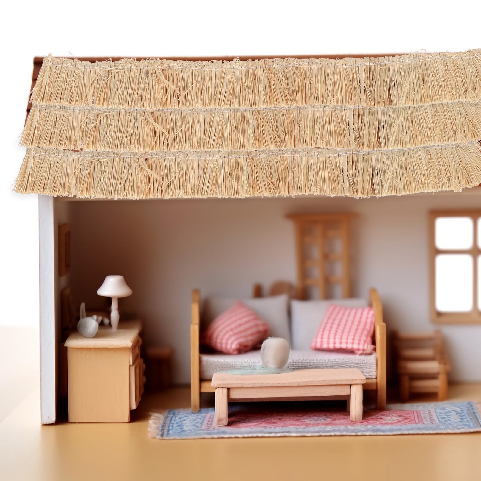 Abaodam 6pcs Thatch Roof Artificial Thatch Roofing Grass for Model Houses Diy Fairy Garden Decoration Simulated Roof - Image 3