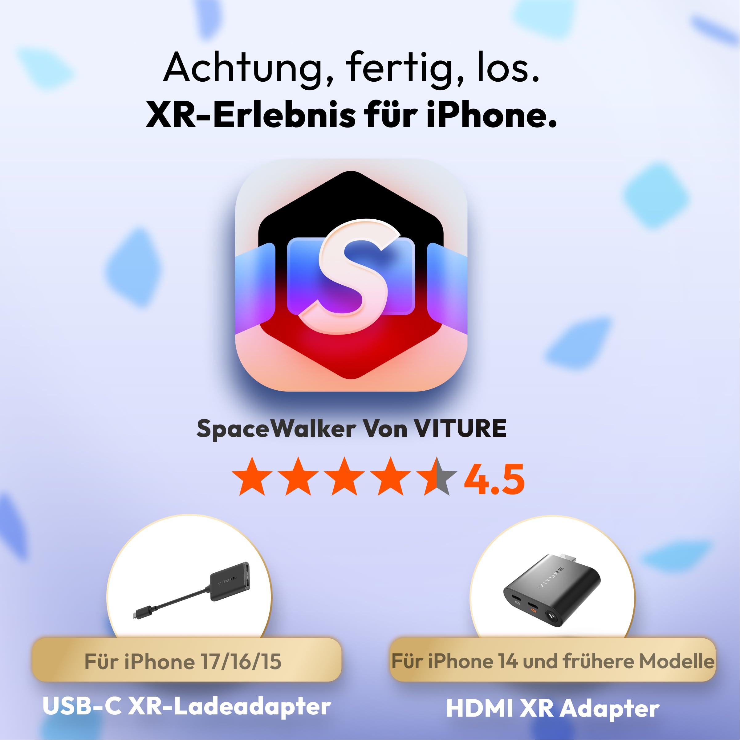 VITURE HDMI XR-Adapter für iPhone 14 & frühere Modelle, ermöglicht MultiScreen/verbesserte 3DoF/VR-Videos,2,8 Stunden Batterielaufzeit, Laden während des Spielens, Direkt auf PS/Xbx/konsolen